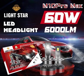 هدلایت - لایت استار  M10  Pro max  9005  60W   بسته بندی قرمز