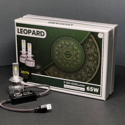 هدلایت _ هایلایت 2 خار H7 130W  LEOPART   بسته بندی سبز و سفید