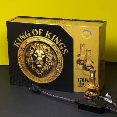 هدلایت _ هایلایت 2 خار  H7 170W  KING  بسته بندی مشکی طلایی