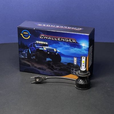هدلایت _ هایلایت 3 خار  H4  CHALENGER  CSP   دو رنگ  ( آفتابی سفید )  بسته بندی مشکی آبی